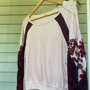 Free People Womens Floral Lightweight Sweater Pink  Size Small